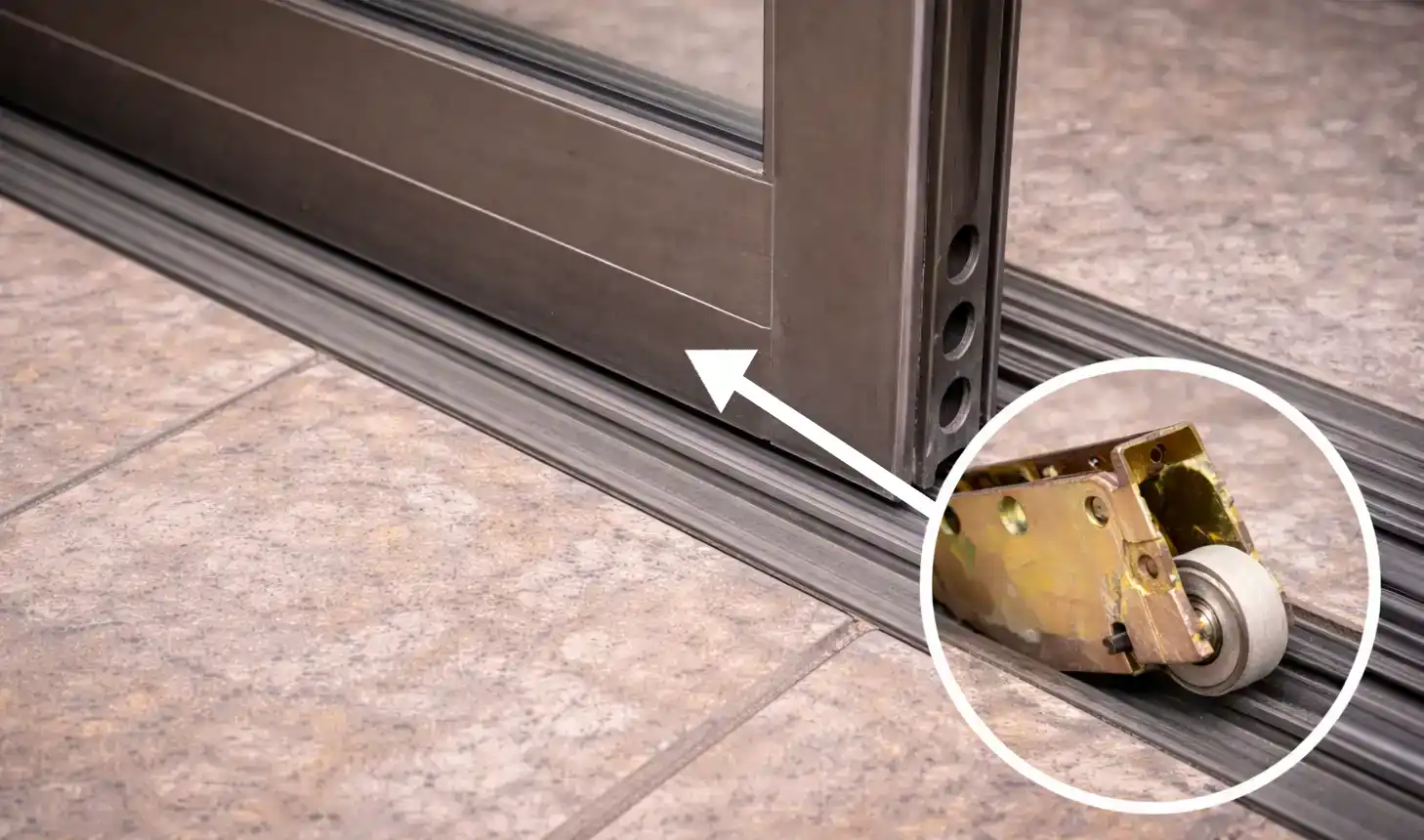 An image of sliding door roller after replacement in Phoenix