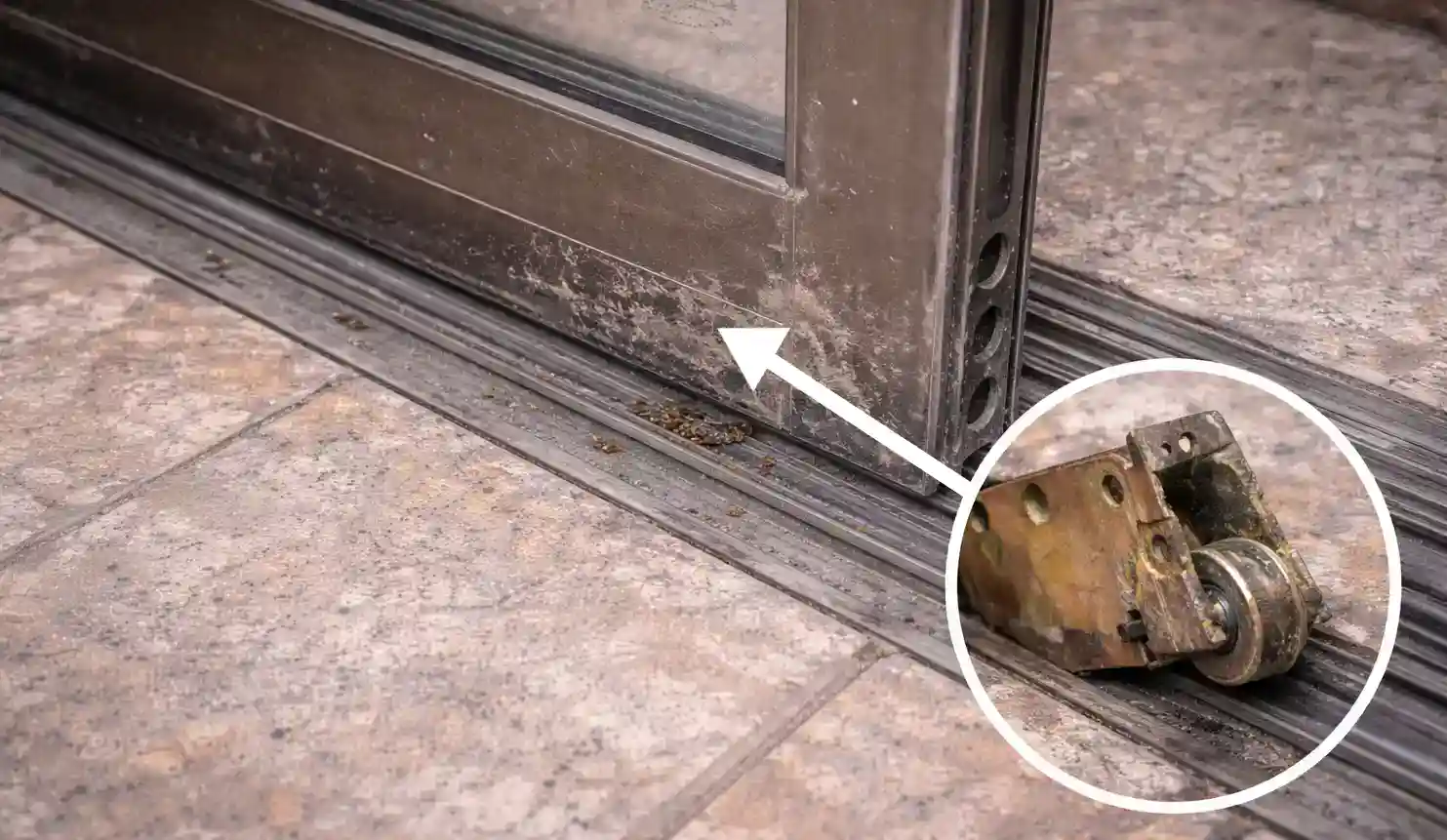 An image of sliding door roller before replacement in Phoenix