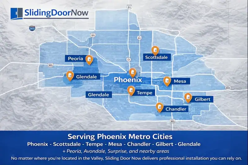 Phoenix Map Showing Sliding Door Repair Coverage Areas